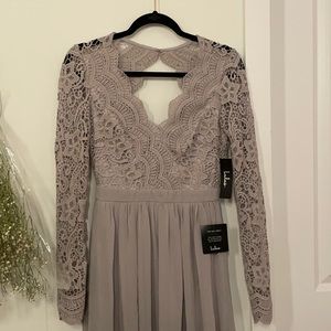 Lulus grey/silver long sleeve maxi dress
